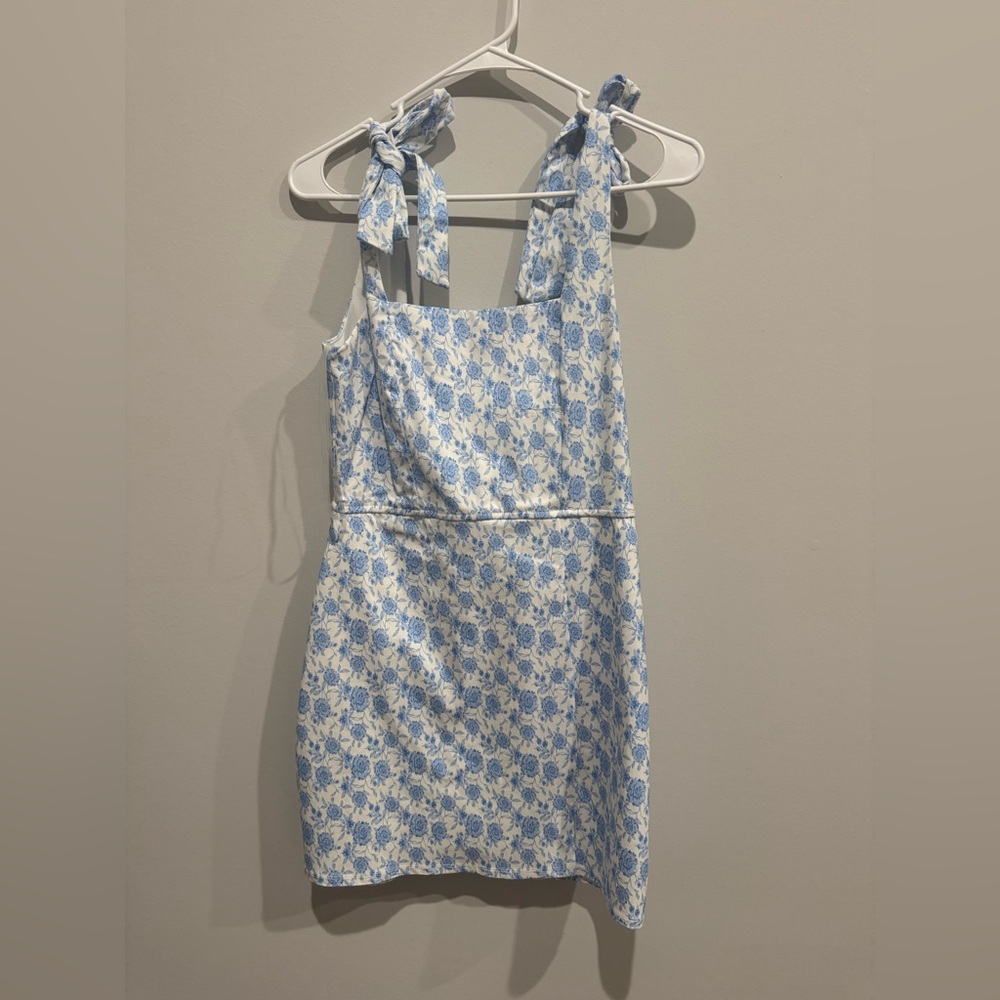 Floral Blue and White Dress
